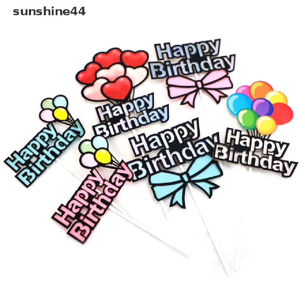 Sunshine 5PCS Topper Kue Bentuk Balon Tulisan Happy Birthday