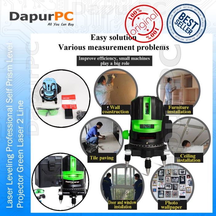 Waterpass Laser Leveling Self Prism Leveling Green Laser 2 Line