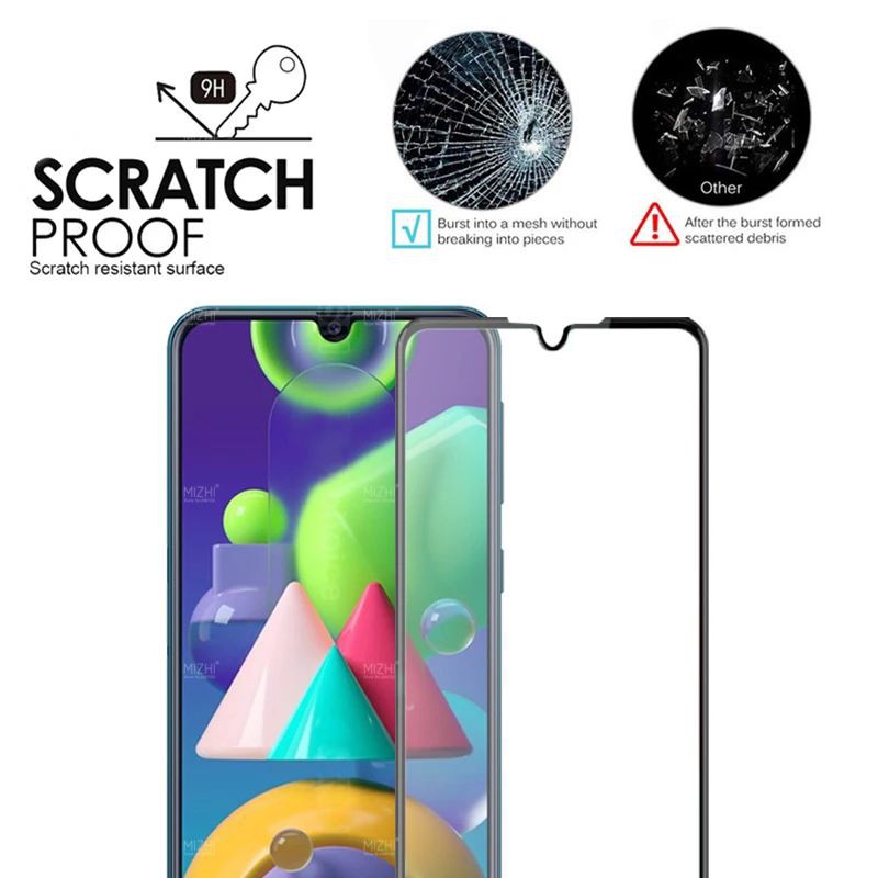 Tempered Glass 5D 9D TG Anti Gores Kaca Samsung M21 Full Cover Screen Protector Premium