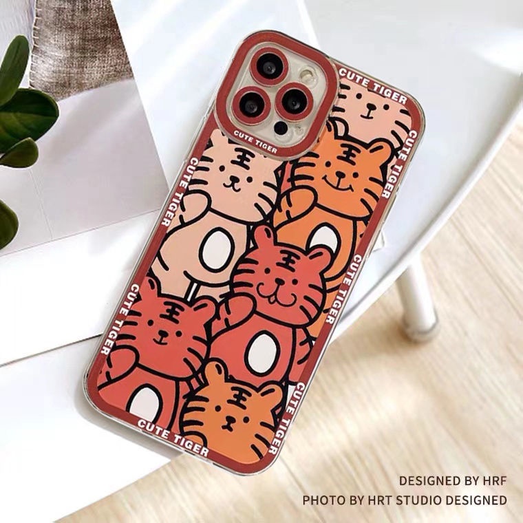 Soft Case TPU Motif Bunga Harimau Untuk Iphone 13 12 Mini 11 Pro X XR XS Max SE 2020 6 6S 7 8 Plus