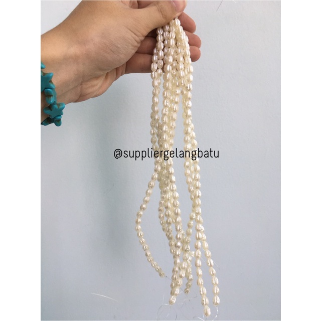 Mutiara Sintetis OVAL ULIR 8MM WHITE PEARL TULANG manik aksesoris