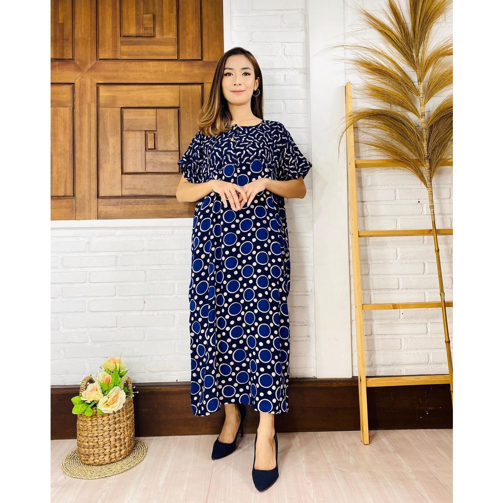 Daster Batik Murah Baju Tidur Batik Murah Adem Nyaman Daster Batik Pekalongan Daster Yukensi-Julia-Biru