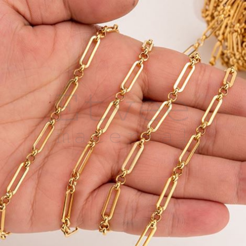 (METERAN) double round buckle chain rantai kalung gelang titanium stainless steel anti karat