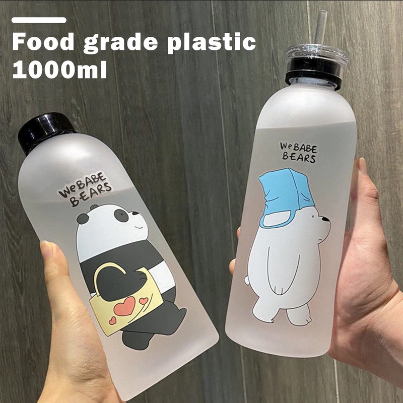 BOTOL MINUM / TEMPAT MINUM ANAK DUET 2 IN 1 + STIKER COUPLE 420 ML LUCU COCOK UNTUK KADO