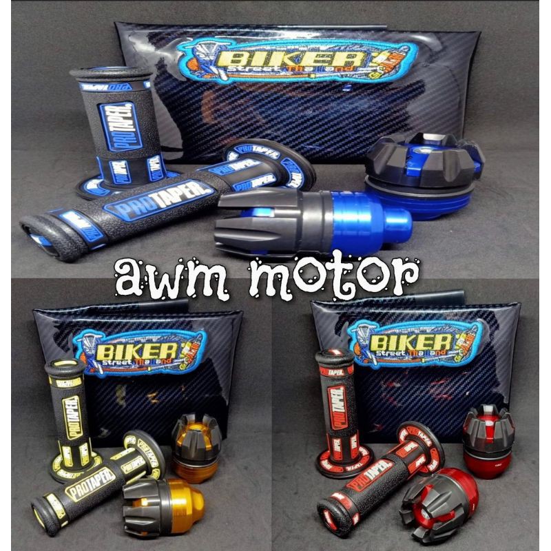 Paket Sarung Jok Kulit Jok Karbon Biker Plus Handgrip New Protaper Plus Jalu As Roda Depan Universal