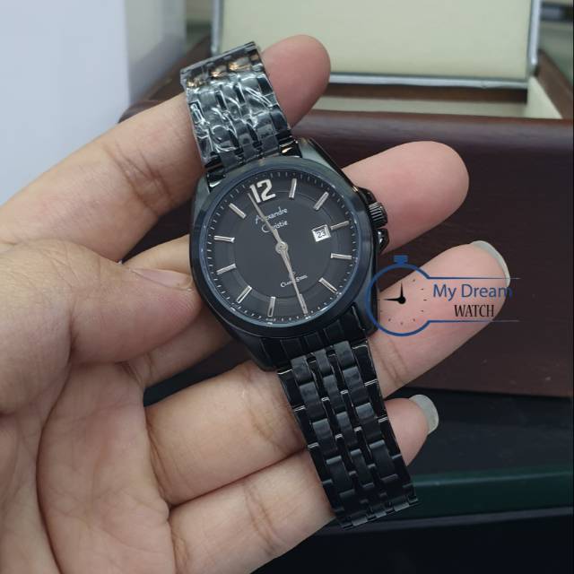 Alexandre Christie AC 8455 Ld fullblack Hitam jam Alexander Cristie Wanita Classic Original