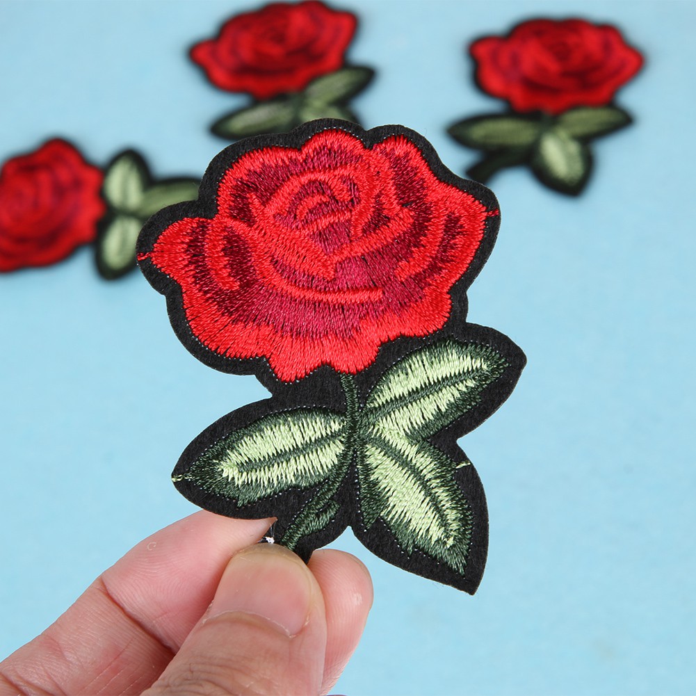 Bayar Di Tempat 5Pcs Patch Bordir Bentuk Bunga Mawar DIY Bayar Di Tempat 5Pcs Patch Bordir Bentuk Bunga Mawar DIY