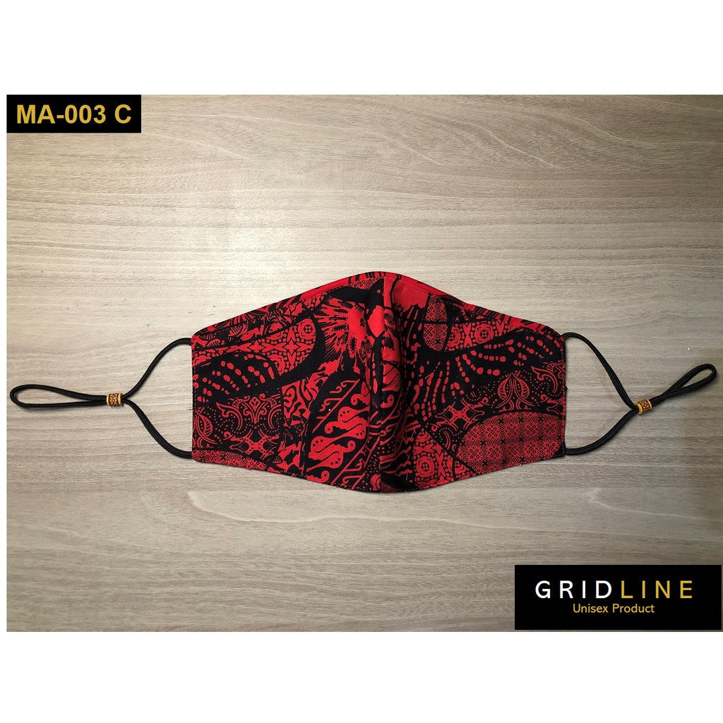 [GRIDLINE MA-003] Masker Kain Kawat Merah Kualitas PREMIUM Earloop