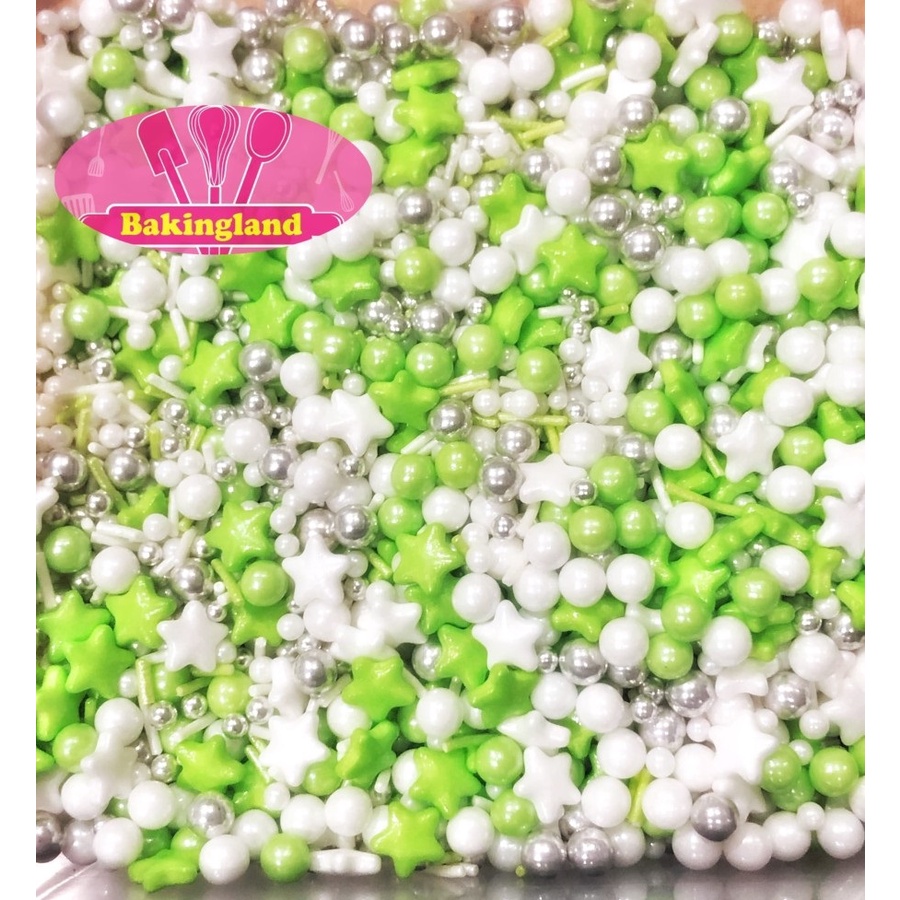 

sprinkle conveti hiasan cake lucky green