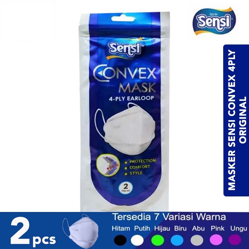 SENSI CONVEX MASK 4PLY 1 SACHET ISI 2PCS - MASKER EARLOOP 3D