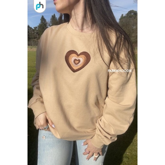 PABRIKHOODIE - BASIC SWEATER HEART {BORDIR} M - XXL {PRIA &amp; WANITA}