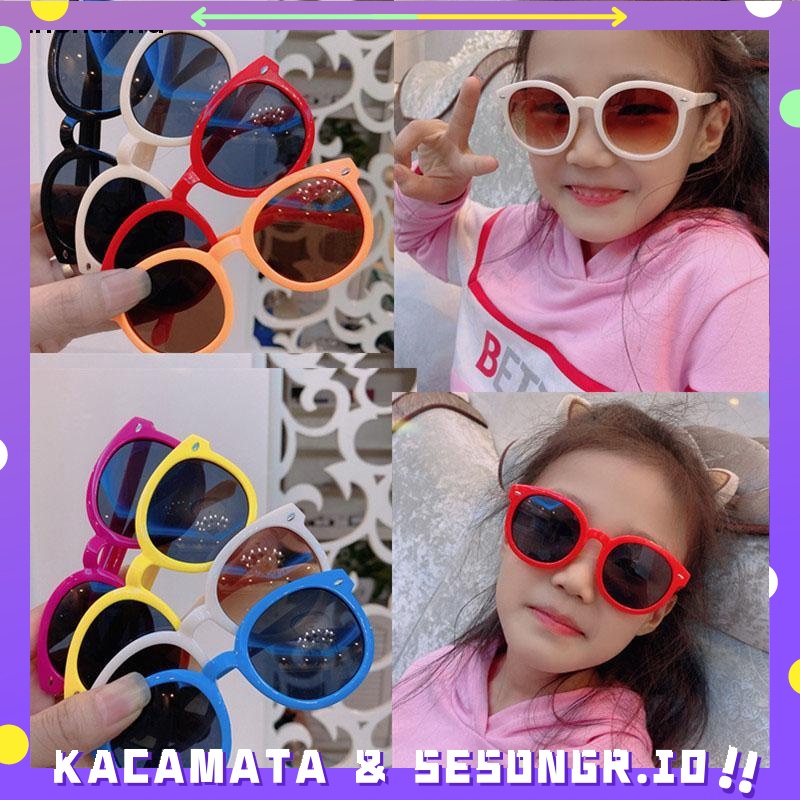 Kacamata Anak Bingkai Bulat Fashion Anak Trendi Kacamata bayi laki Mainan Anti-ultraviolet Lucu