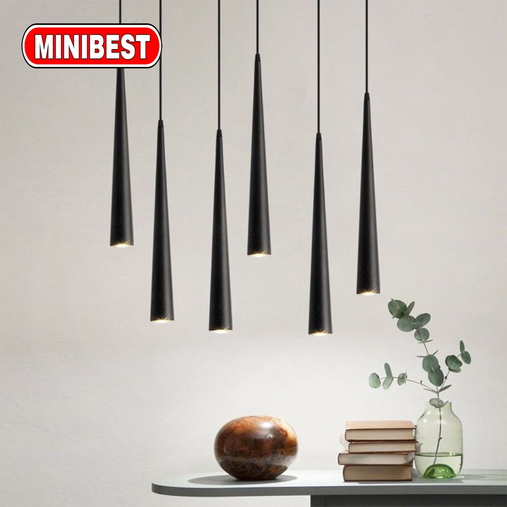 [MB] Lampu Gantung LED Tabung Kerucut Minimalis / Lampu Dekorasi Bar, Dapur - 20CM-HITAM