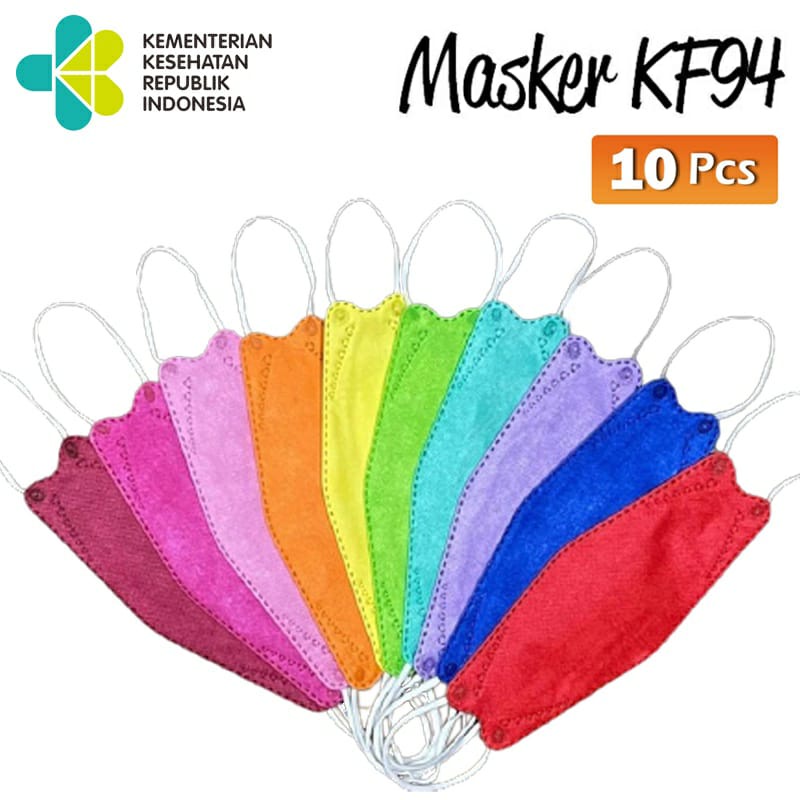 MASKER KF94 CAREION RAINBOW MASKER KOREA MASKER KF 94 WARNA WARNI KF94 WARNA DEWASA RAINBOW 1 BOX ISI 10Pcs