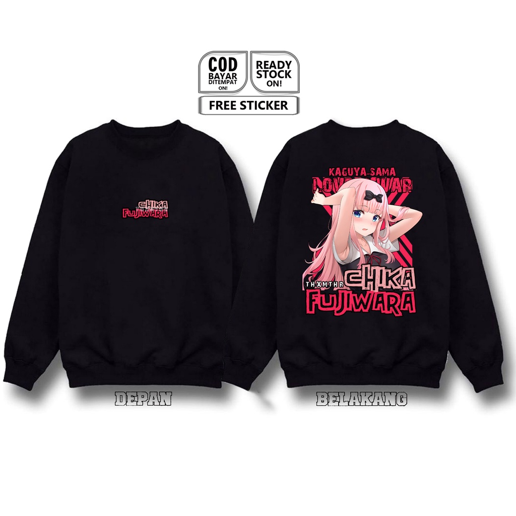 SWEATER CHIKA FUJIWARA KAGUYA SAMA WA KOKURASETAI WAIFU ANIME MANGA LOVE IS WAR SHINOMIYA MIKO LINO AI HAYASAKA SHUCHI ACADEMY OTAKU WIBU BAJU JEPANG COSPLAY JAPAN CULTURE SIGN CLOTH