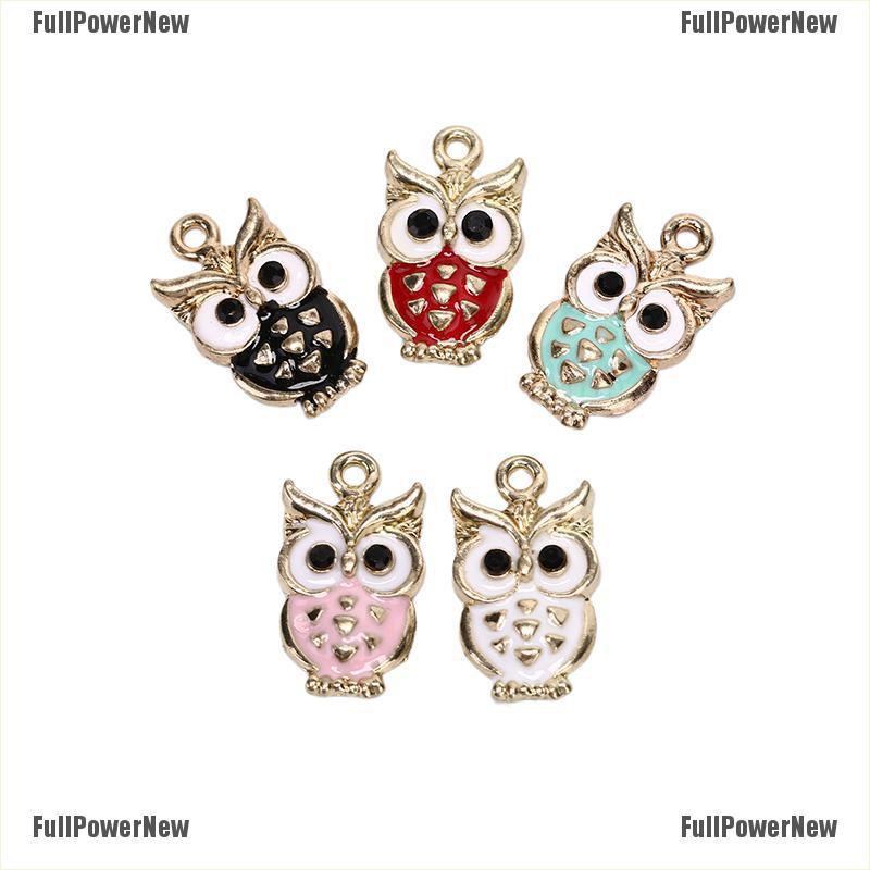 [FULLのJY] 10Pcs/Lot Owl Enamel Alloy Charms Pendant Necklace DIY Craft Jewelry Making Gift