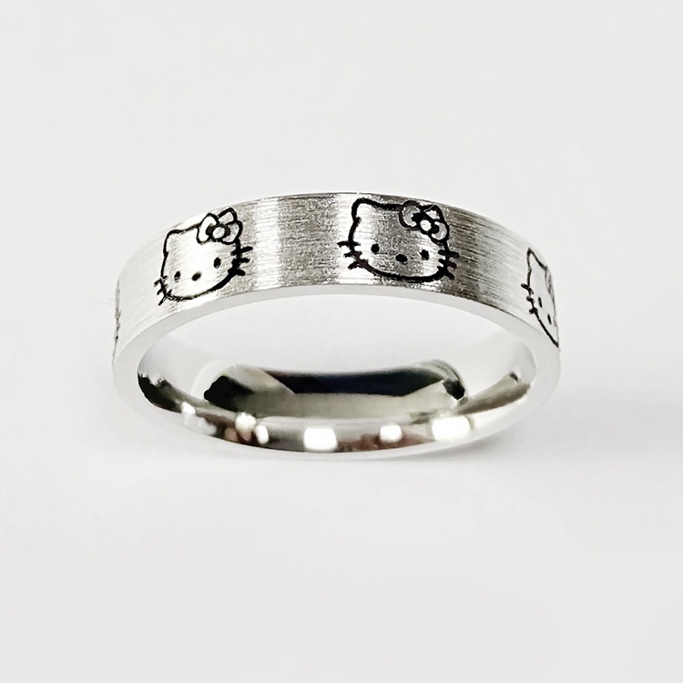 Cincin Alloy Lapis Silver Model Kucing Simpel Untuk Wanita