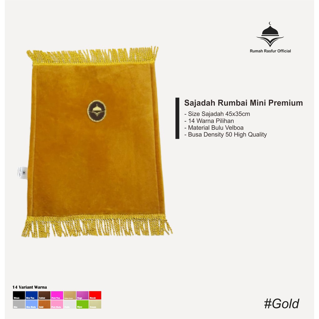 SAJADAH MUKA SIZE S /SAJADAH ANAK BULU RUMBAI BONUS TASBIH-GOLD