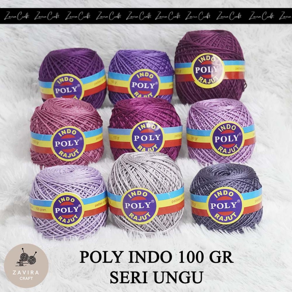 BENANG RAJUT POLY INDO SERI UNGU, POLY KILAP 100 GR
