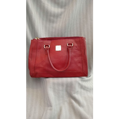 Handbag Nicole Miller maroon 3 ruang