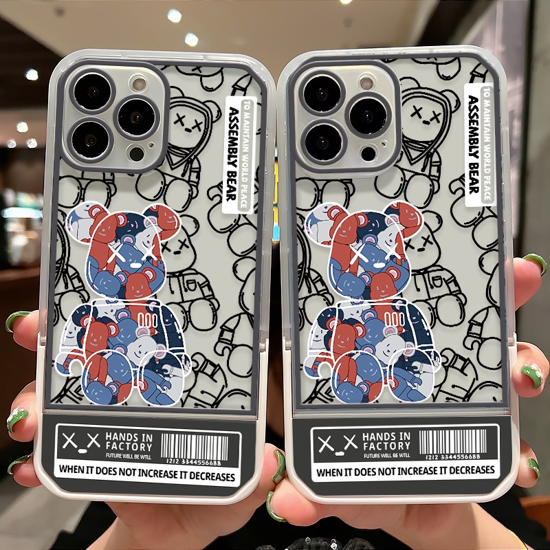 Soft Case TPU Transparan Motif Beruang Untuk IPhone 11 13 12 Pro Max XR XS 8 7 Plus 6 6S 7