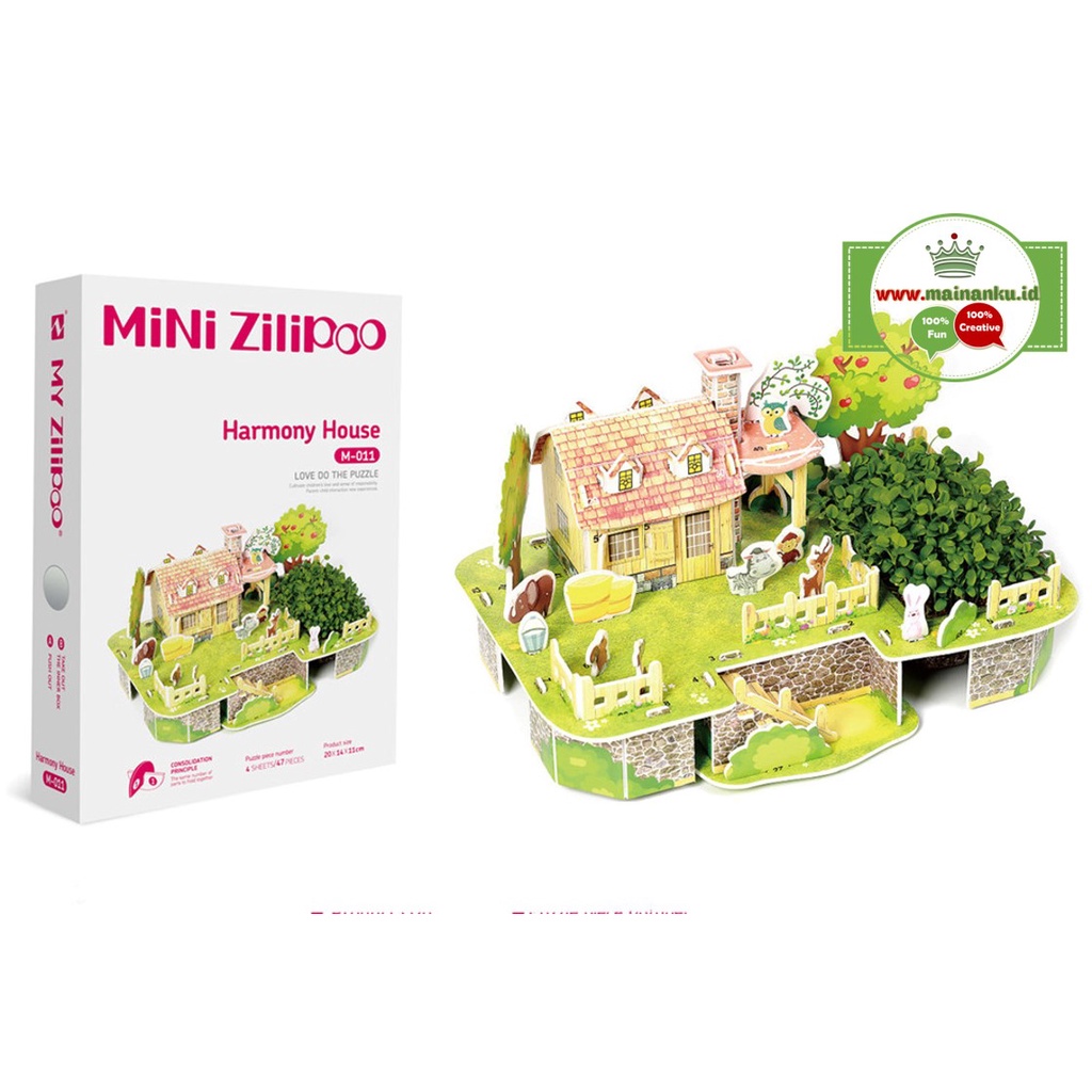 Puzzle 3D Rumah | Menanam Tanaman | 3d Puzzle Mini Zilipoo M-011 - Harmony