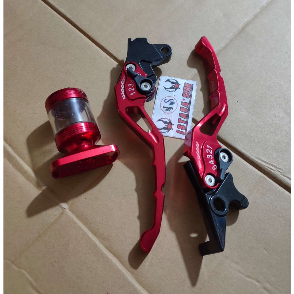 HANDLE HANDEL SET KIRI KANAN BEAT KARBU/VARIO KARBU 110 +TUTUP MINYAK KACA MERAH