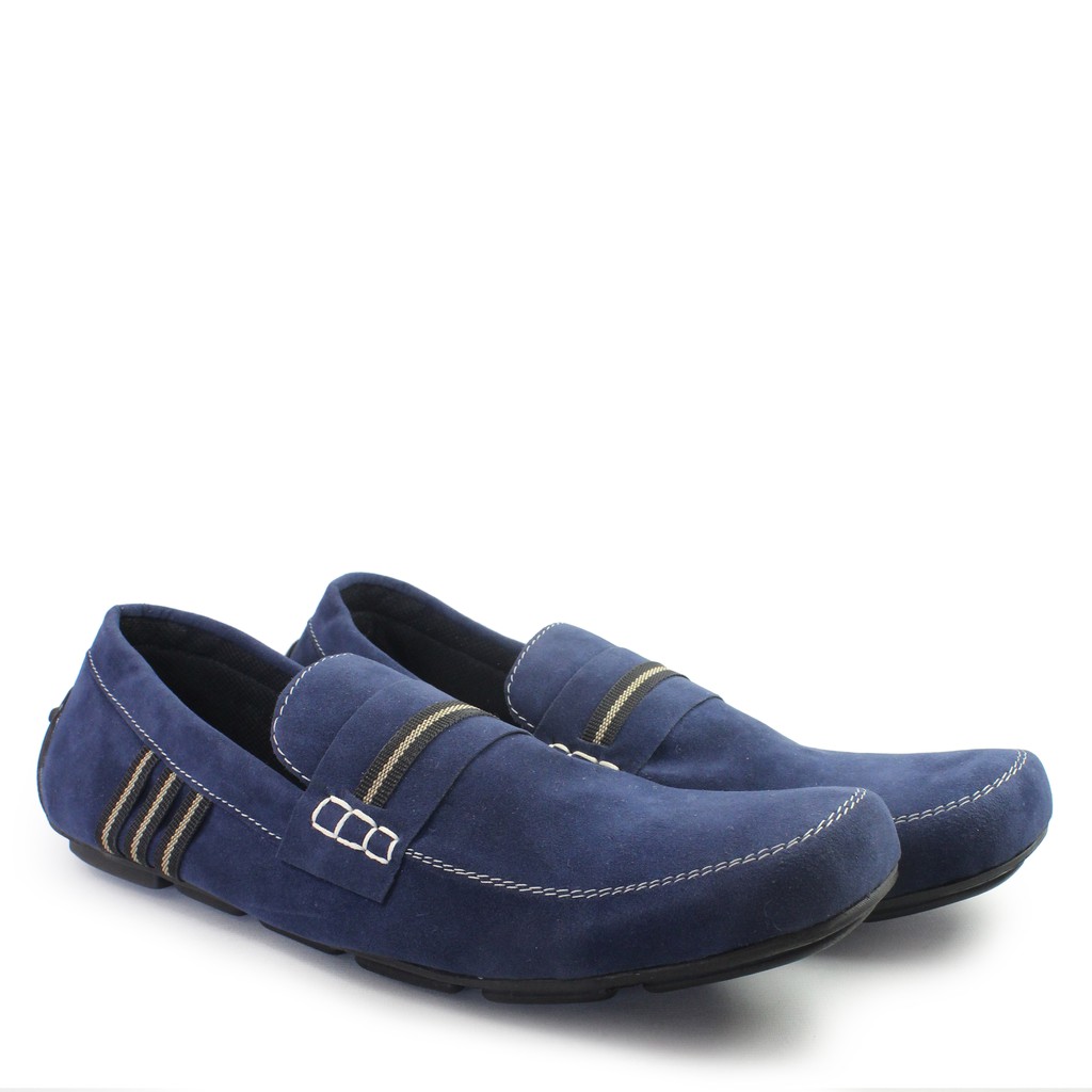 BIG SALE!! Sepatu Slop Pria Adidas UNO Moccasin Suede Navy Kasual Slip On Gaya Pria Slop Cowo Murah