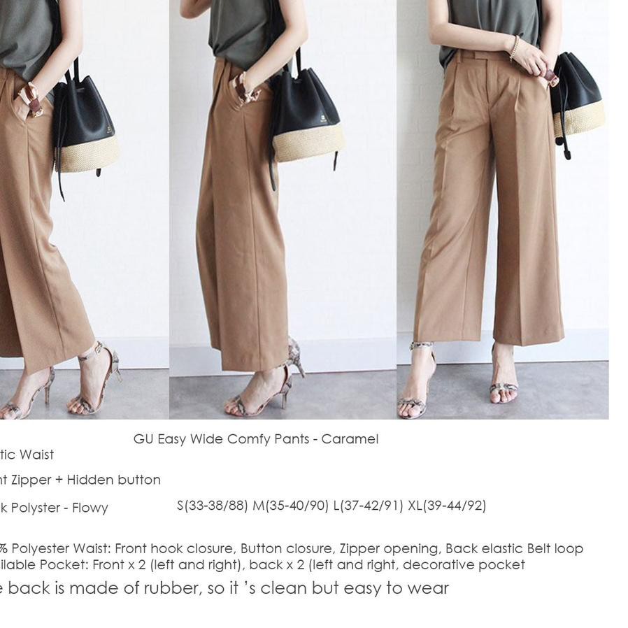 『Hot Sale 3.3』 -12 >> [3warna] GU by UNIQLO Easy Wide Comfy Pants - Celana Kulot Polos Wanita Brande