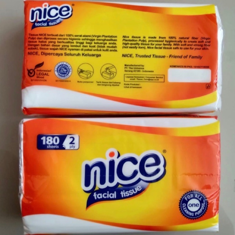 Tisu Tissue Nice 180 Sheets 2ply - Tissu Wajah Nice Termurah-1