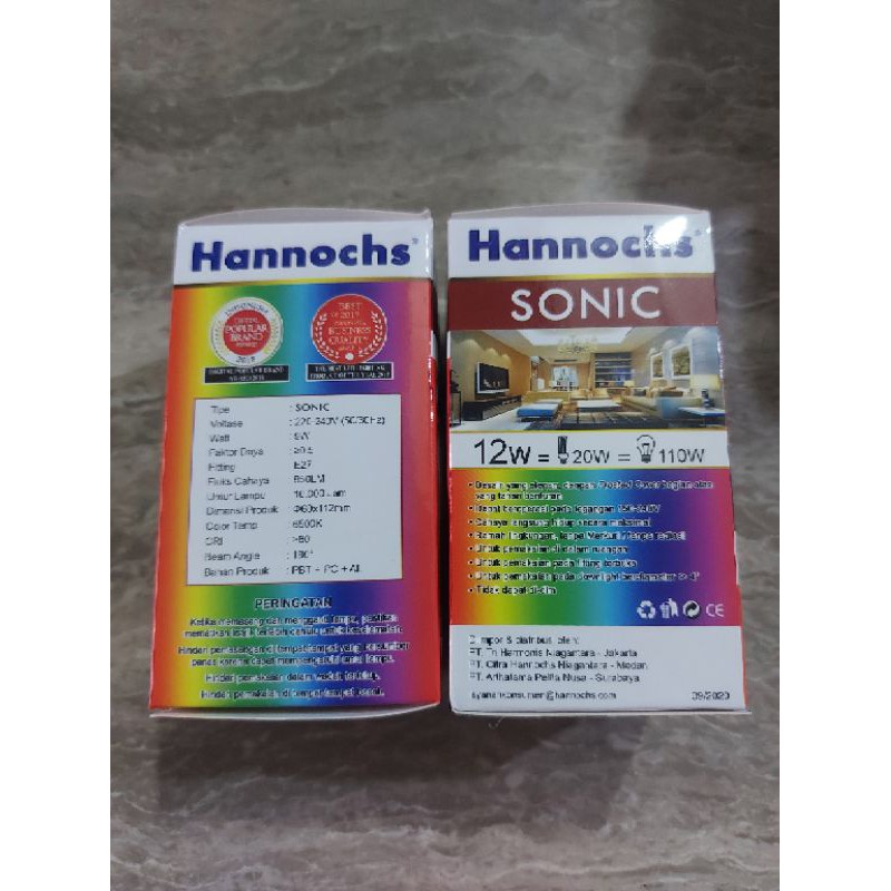 Bola Lampu LED Hannochs SONIC 3 Watt, 5 Watt, 7 Watt, 9 Watt, 12 Watt, 15 Watt -Cahaya Putih