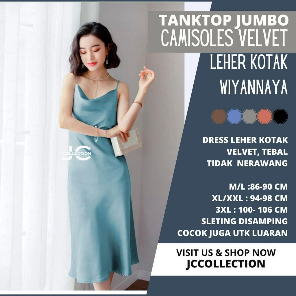 Dress Kamisol sexy Saten  Tali kecil Tanktop Wanita Gaya Korea  Wieyanna / Tanktop Oversize Velvet Tebal