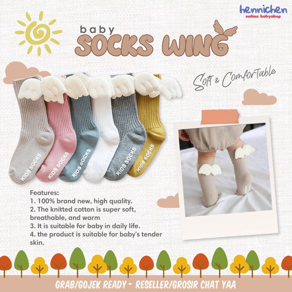 Kaos kaki anti slip anak / Kaoskaki sayap anak / Kaos kaki bayi import/ Socks Wing