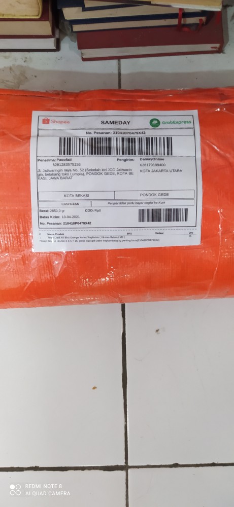 Terpal Jadi A5 Biru Orange Korea Sagitarius ( Ukuran Bebas / M2 )