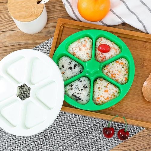 Sunshine Cetakan Sushi / Onigiri / Onigiri / Bola Nasi DIY Bentuk Segitiga Dengan 6 Lubang