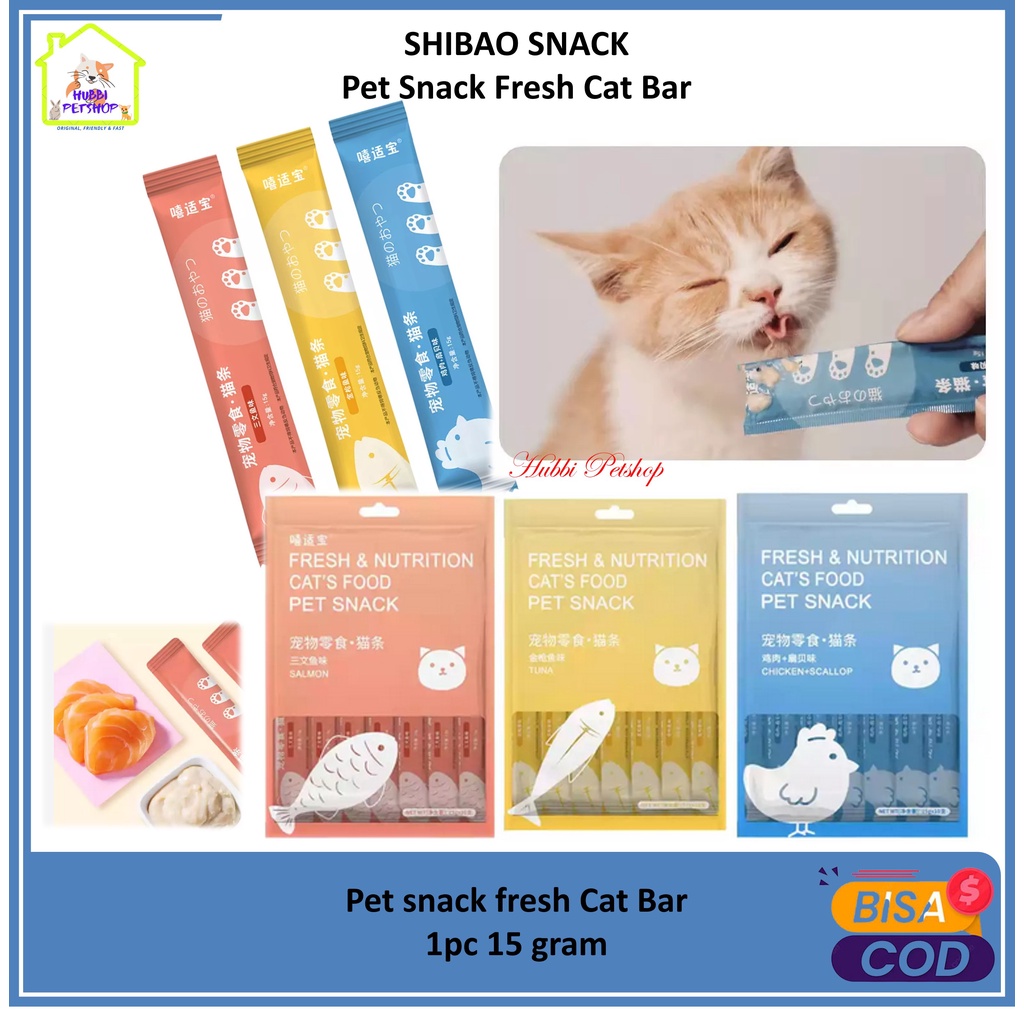 SNACK KUCING - Makanan Kucing Basah Cat Snack Treat @15g Wet Pasta Food Cemilan kucing SHIBAO Cat Snack