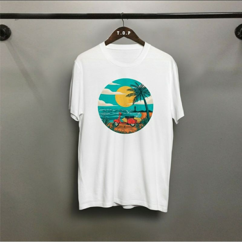 kaos pria/vespa pantai top/kaos distro/atasan pria