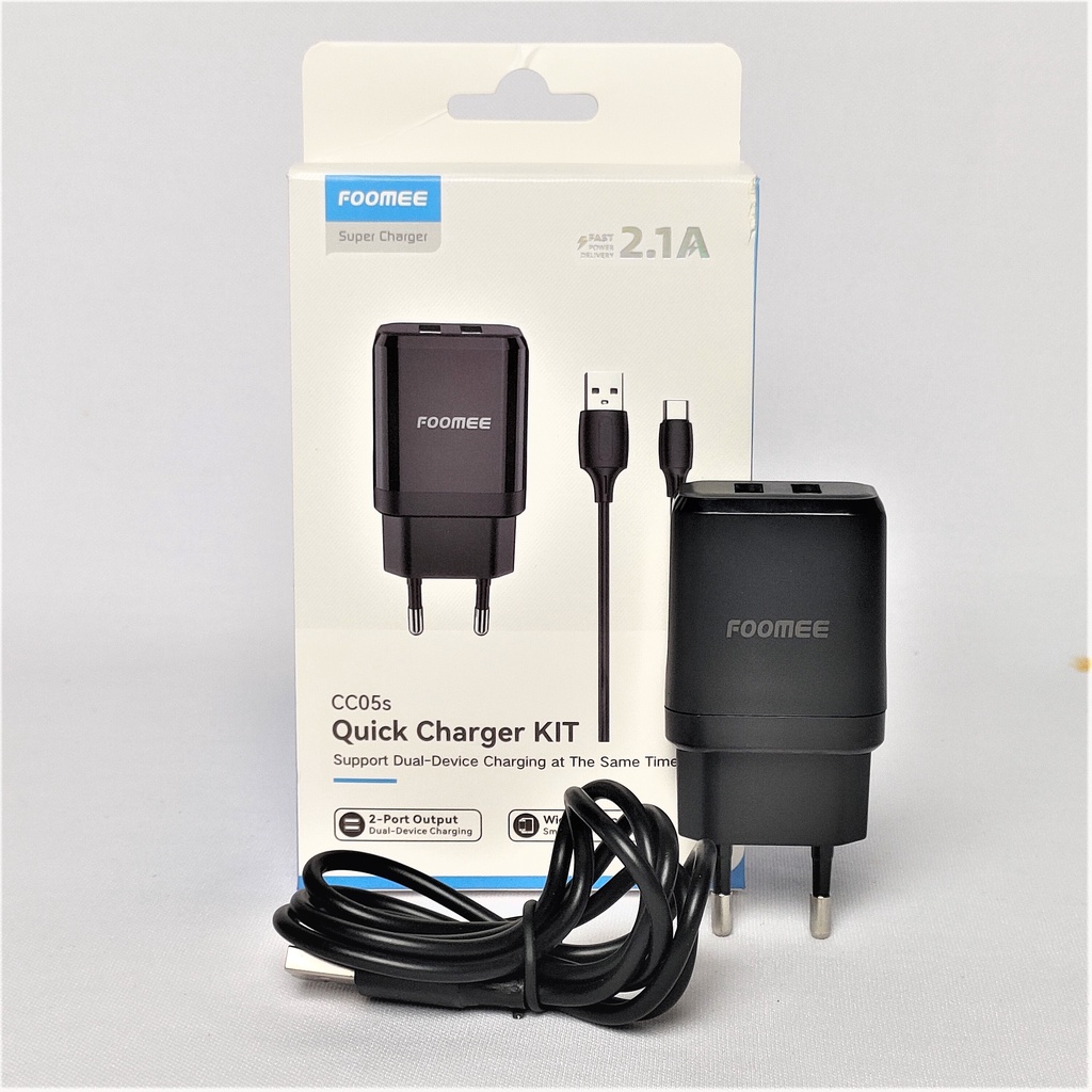 Foomee Quick Charger Kit 2 USB with Type-C Kabel CC05S