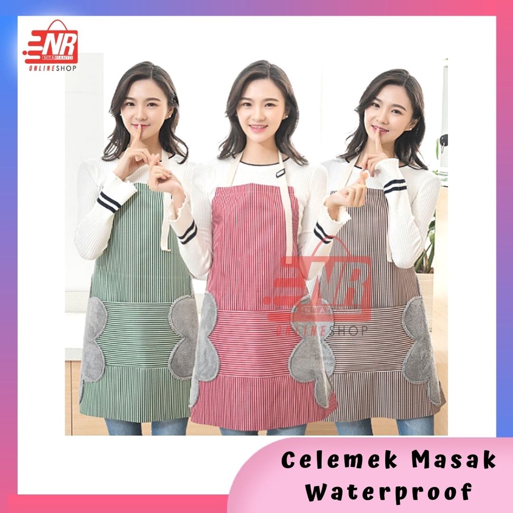 Celemek Masak Apron Dapur Anti Air Minyak bisa Lap Tangan PREMIUM