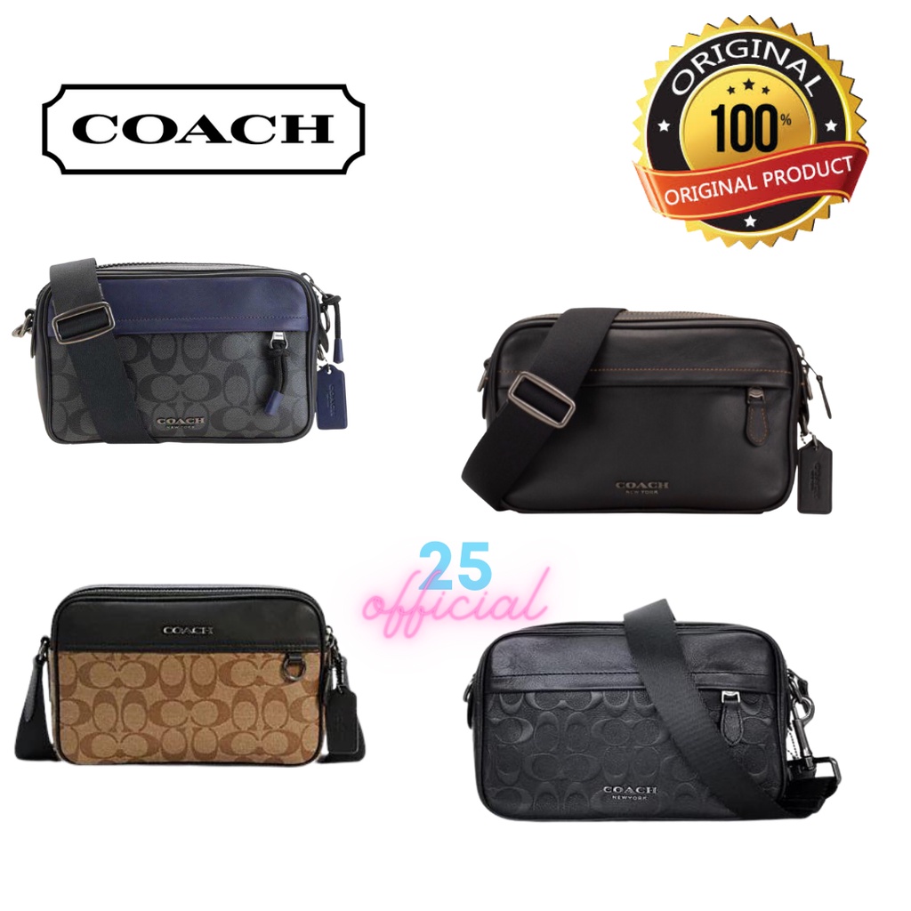 [ORIGINAL] COACH Graham Crossbody In Signature Canvas Tan Coach Men / Tas Coach Original / Tas Coach