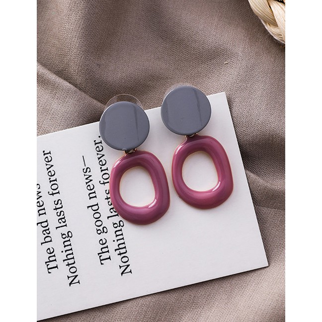 LRC Anting Tusuk Fashion Drop Glaze Irregular Oval Earrings F5486X