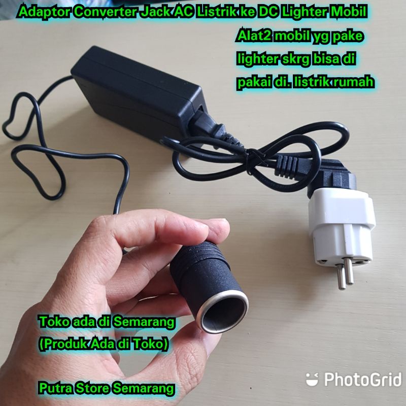 Adaptor ac to dc jack mobil ke Listrik Rumah Converter Listrik Ac ke Lighter Mobil