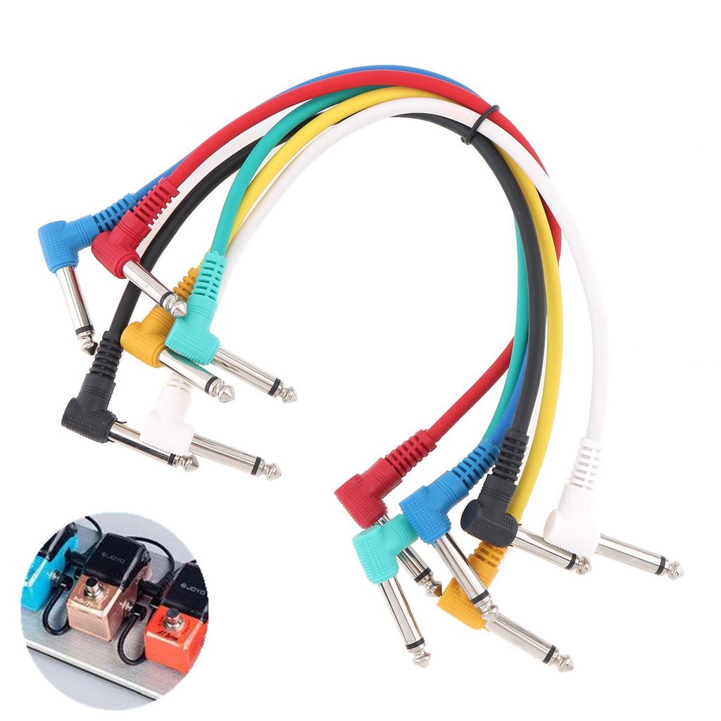 6pcs Kabel Audio 6.35mm Warna-Warni Untuk Pedal Efek Gitar