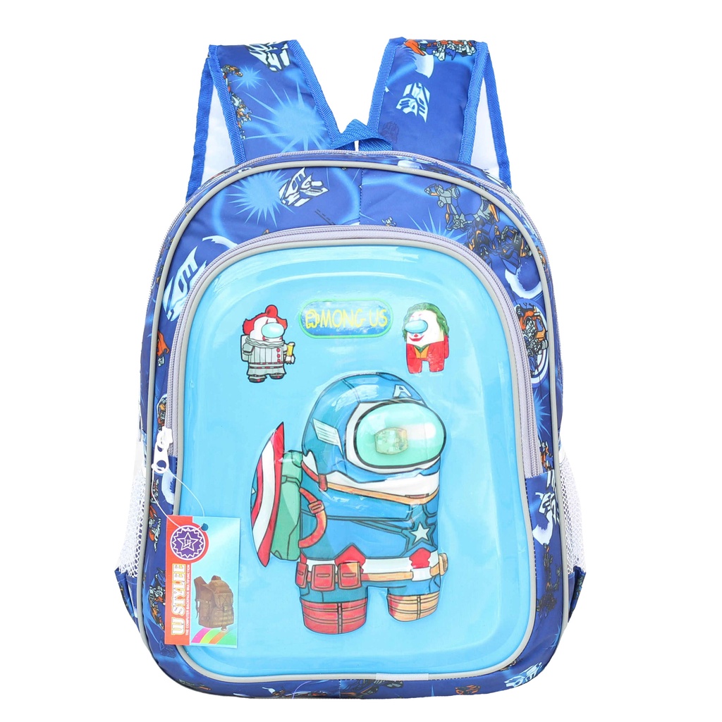 Ransel Anak Sekolah Cewek Cowok Ransel LED Lampu Nyala Karakter Motif Kartun PAUD Playgroup TK Lucu