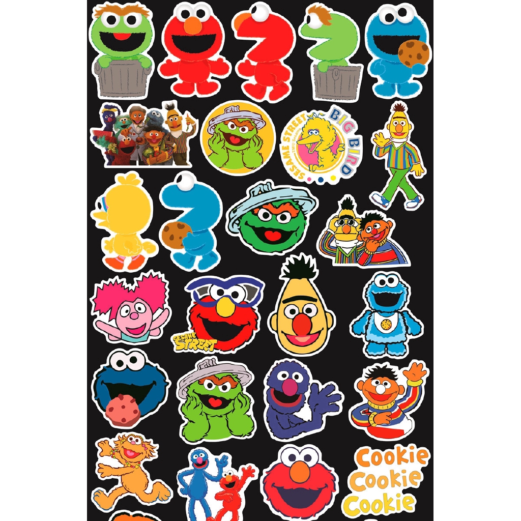 50Pcs Stiker Dinding Anti Air Gambar Kartun Elmo Untuk Kamar Anak