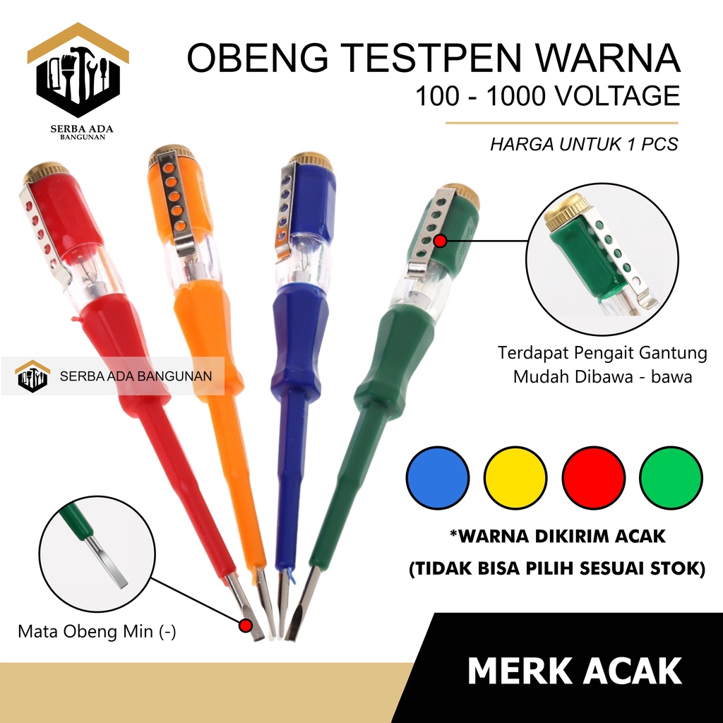 Obeng Tespen SHISUKA Warna warni - Testpen Test Pen Listrik - AC Tester Screwdriver