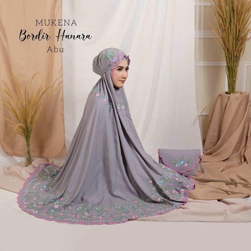 MUKENA DEWASA JUMBO KATUN RAYON BORDIR HANARA PREMIUM TRAVEL PROMO MURAH FREE TAS