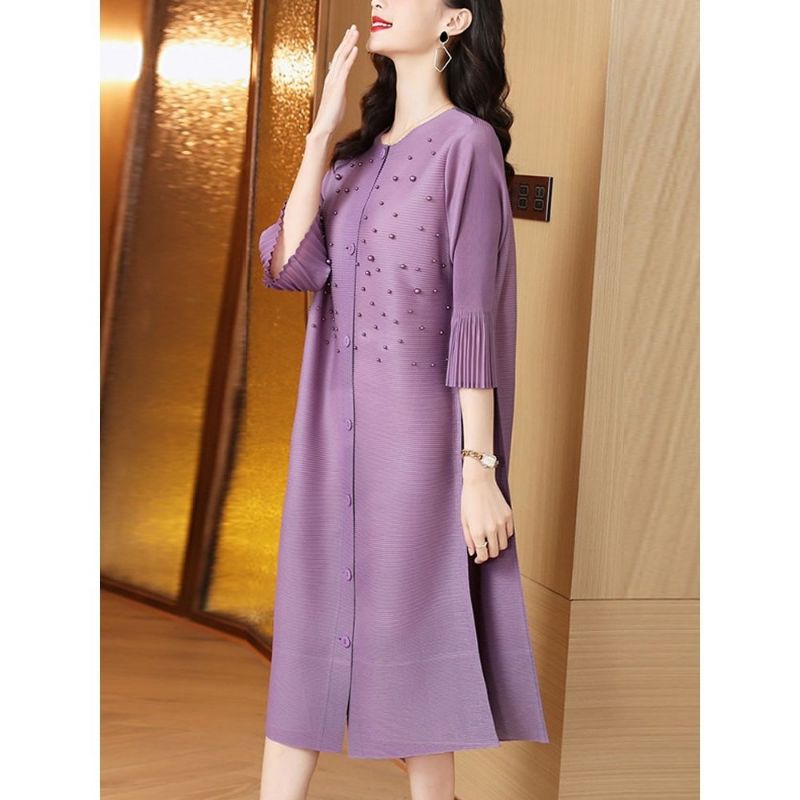 Dress Plisket Turun naik Import Premium