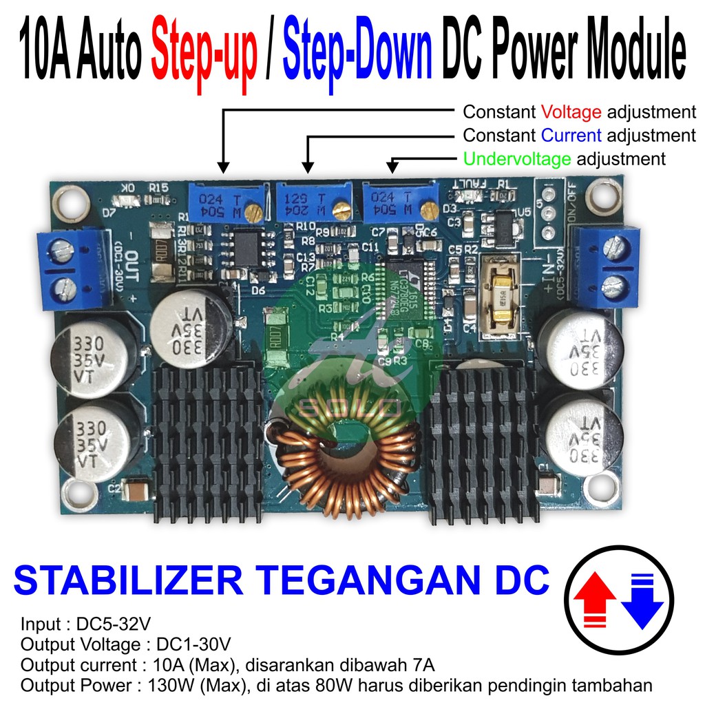 LTC3780 Auto Buck/Boost Module 10A Auto Step-up Step-Down Stabilizer Tegangan DC