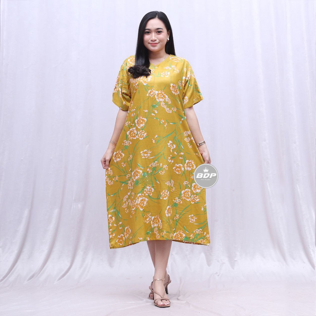 Terbaru | Daster Chibi Daster Kimono Rayon Grade A Busui - Daster Wanita Lengan Pendek - Daster Kekinian - Baju Tidur Daster-lastri kuning